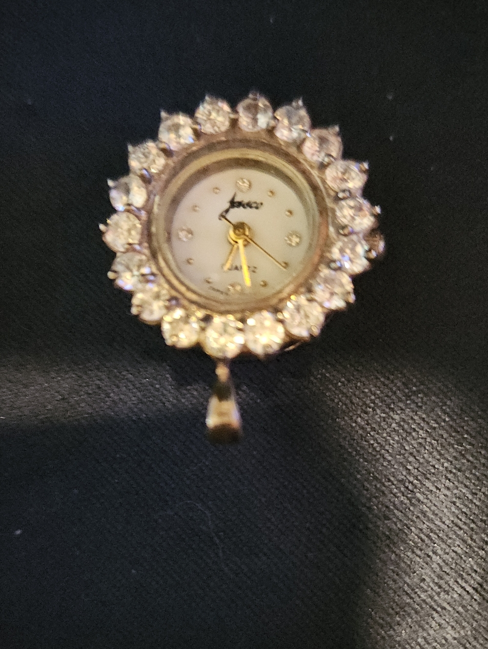 Gold-Tone Crystal Flower Pendant Watch